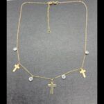 Cadena fina oro amarillo 18 qt con colgantes de cruces y circonitas blancas (de 36 cm a 41 cm)
