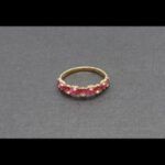 Anillo oro amarillo 18k con piedras de color corintas y puntas de brillantes nº 17
