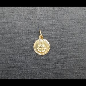 Medalla oro amarillo 18k pequeña de la virgen del Rocio