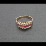 Anillo oro rosado 18 qt nº 17 con hileras de circonitas blancas y rosas