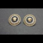 Pendientes oro amarillo 18k tipo Versace, cierre mariposa