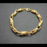 Pulsera oro amarillo 18k de 21 cm eslabones mixto forma rectangular