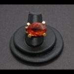 Anillo oro amarillo 18k con piedra de color marrón nº 15,5
