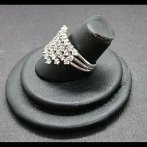 Anillo ancho oro blanco 18 k nº 16 con multiples filas de circonitas blancas - Imagen 2