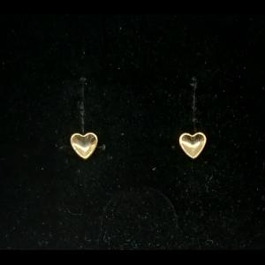Pendientes oro amarillo 18k con forma de corazón, cierre de mariposa