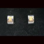 Pendientes oro blanco 18k con dibujo en forma de oso en oro amarillo, cierre tipo omega