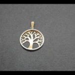 Colgante oro amarillo con el filo en oro blanco 18k del árbol de la vida