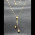 Gargantilla oro amarillo de 45 cm con colgantes en forma estrella y corazones