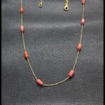 Gargantilla oro amarillo 18k 43 cm con piedras color rojo