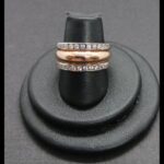 Anillo oro blanco y rosa de 18k triple con circonitas nº 16
